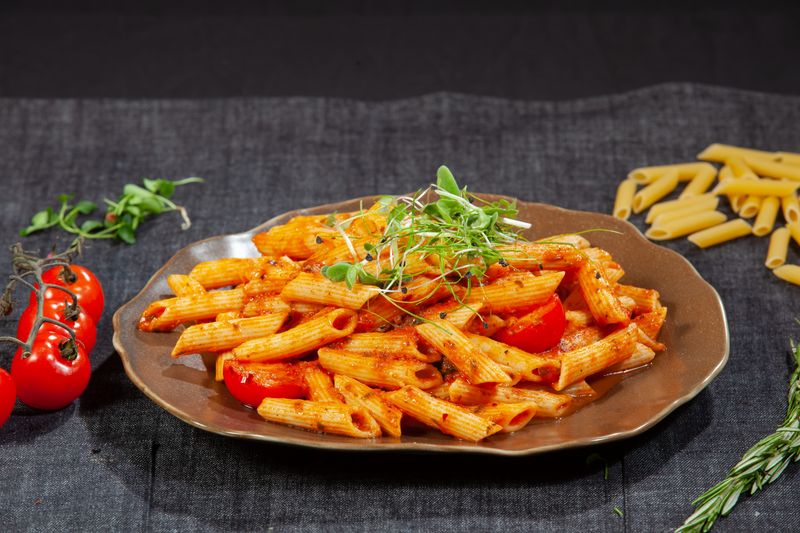 Penne rigate pasta with house tomato sauce