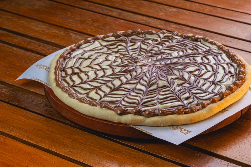 Warm Nutella and strawberry coal fired dessert pizza